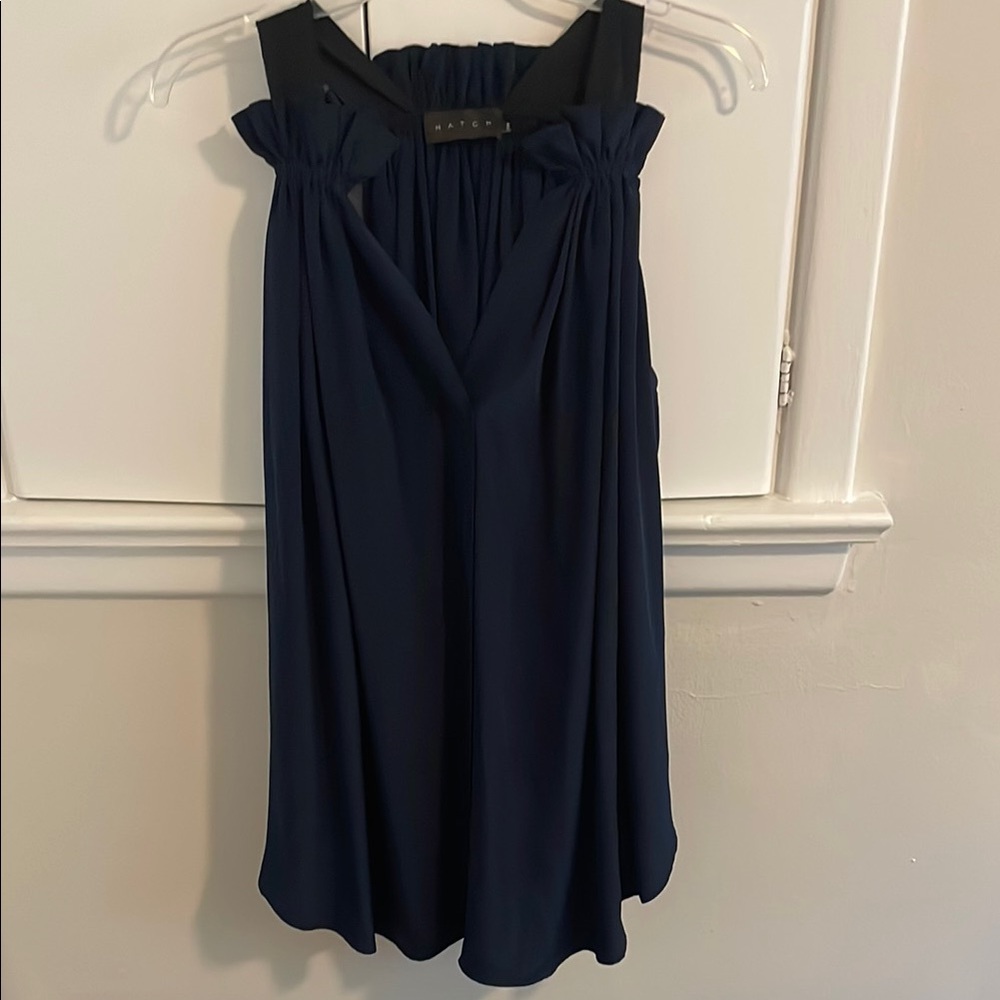 Hatch Blue Smocked Elegant Tank Top in O/S.